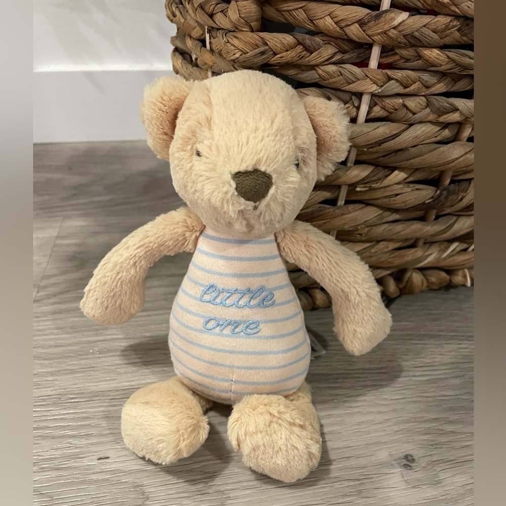 Retired Rare JELLYCAT Little One Tan & Blue Teddy Bear Plush Collectible. 9โ